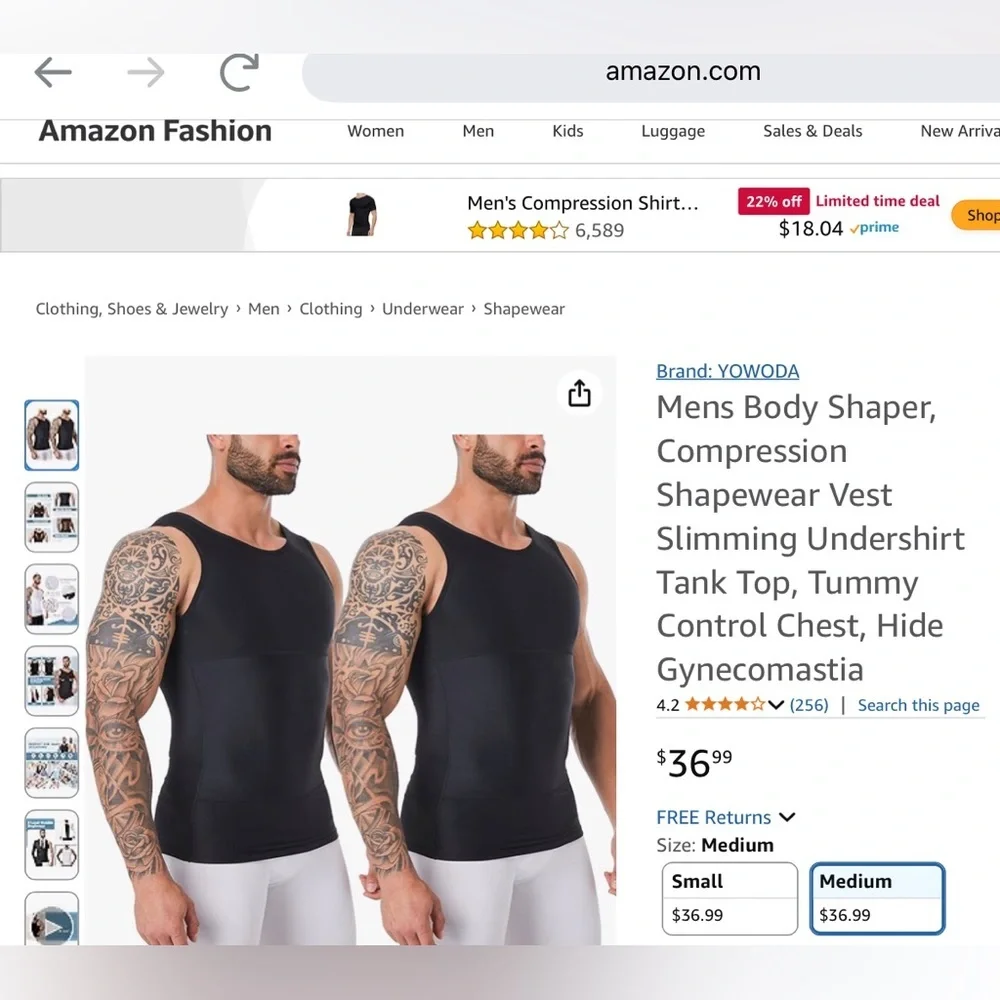 Set of Two: Yowoda Men’s Body‎ Shaper |Compression Shapewear | Slimming Tank Top